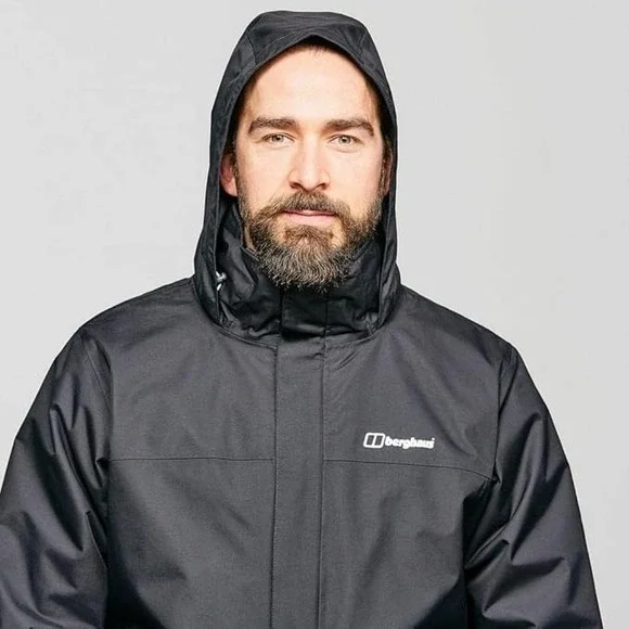 Berghaus Hydroshell Jacket Mens XXL Black Hooded Waterproof & Fleece 3 In 1 NWOT